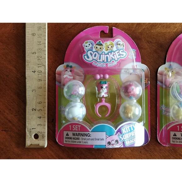 New Squinkies Kitty & Birthday Surprise Surpize Bracelet Ring Links 2010 Lot - Picture 2 of 14